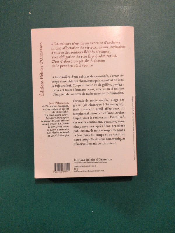 Saveur du temps, chroniques du temps qui passe , Jean d'Ormesson