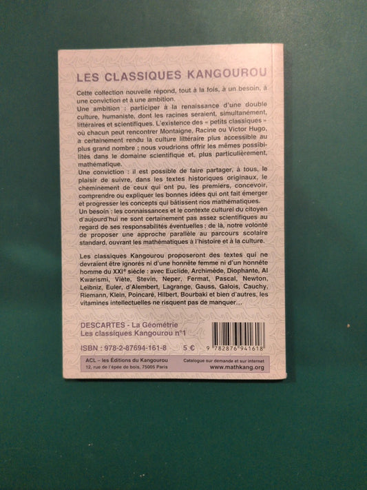 Descartes - La Géométrie Les classiques Kangourou n°10