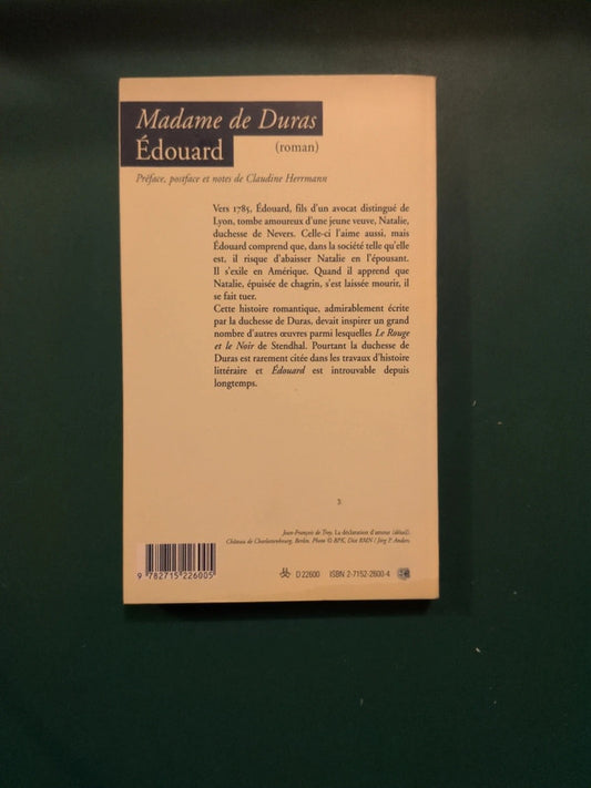 Madame de Duras : Édouard