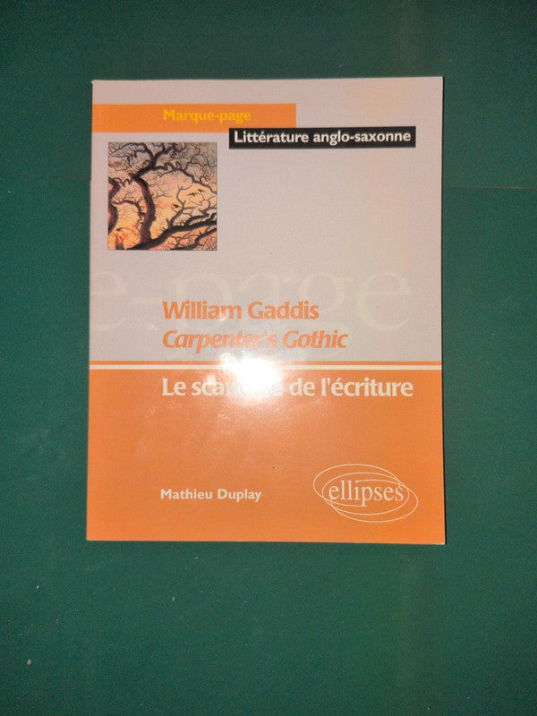 William Gaddis , Carpenter's Gothic
Le scandale de l'écriture
, Mathieu Duplay