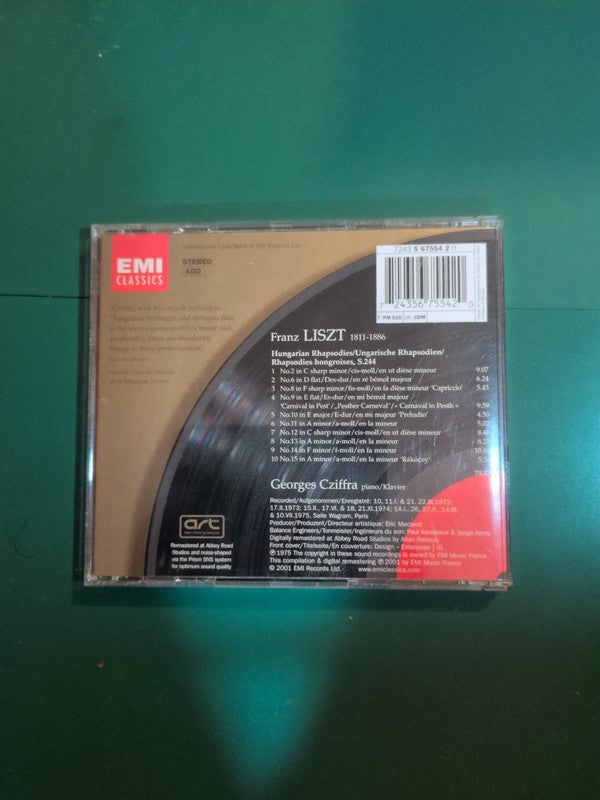 Cd Liszt - Georges Cziffra – 10 Hungarian Rhapsodies , great recordings of the century