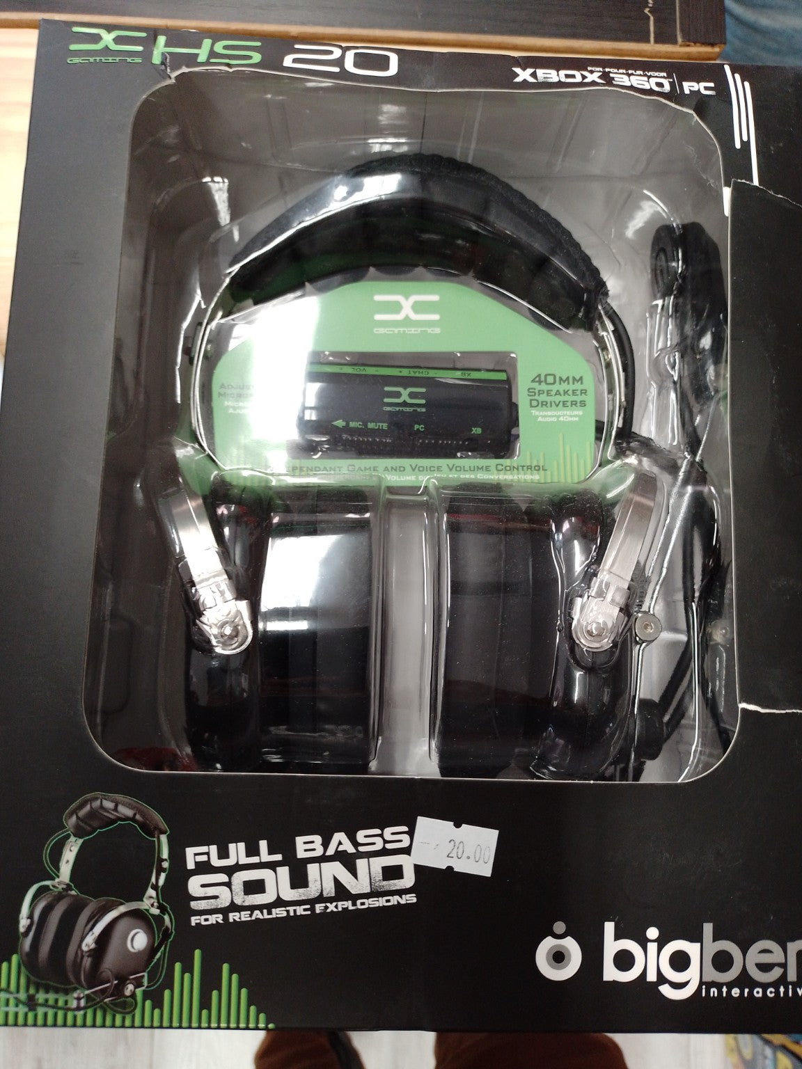 Casque gaming Bigben HS20 Xbox 360 PC - face avant