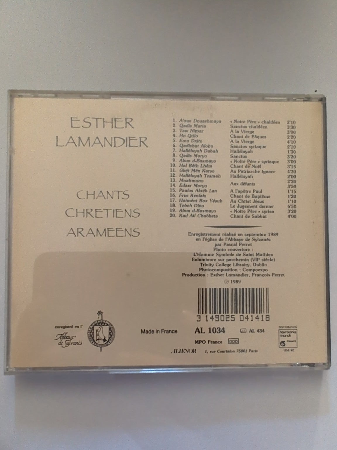 CD Esther Lamandier Chants Chrétiens Araméens - face arrière