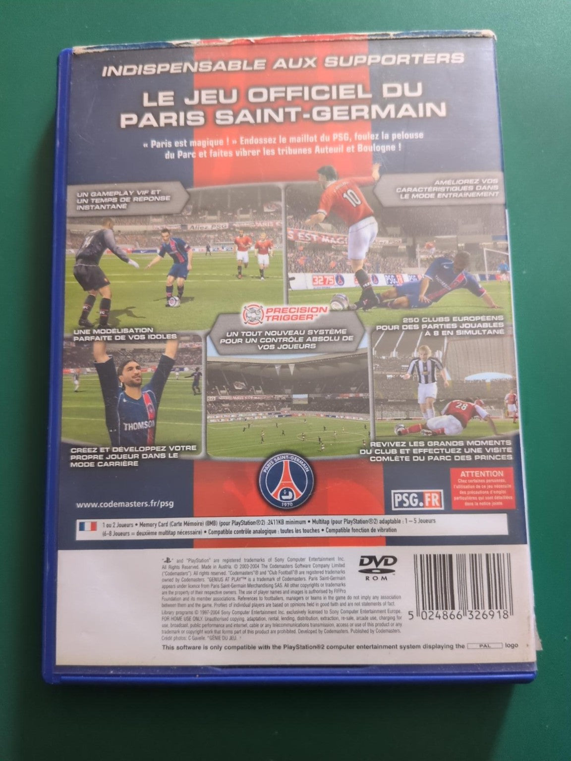 Club Football 2005 Paris Saint-Germain - PlayStation 2 PAL - dos