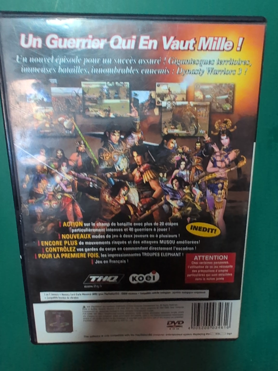 Dynasty Warriors 3 sur PlayStation 2 - jaquette arrière