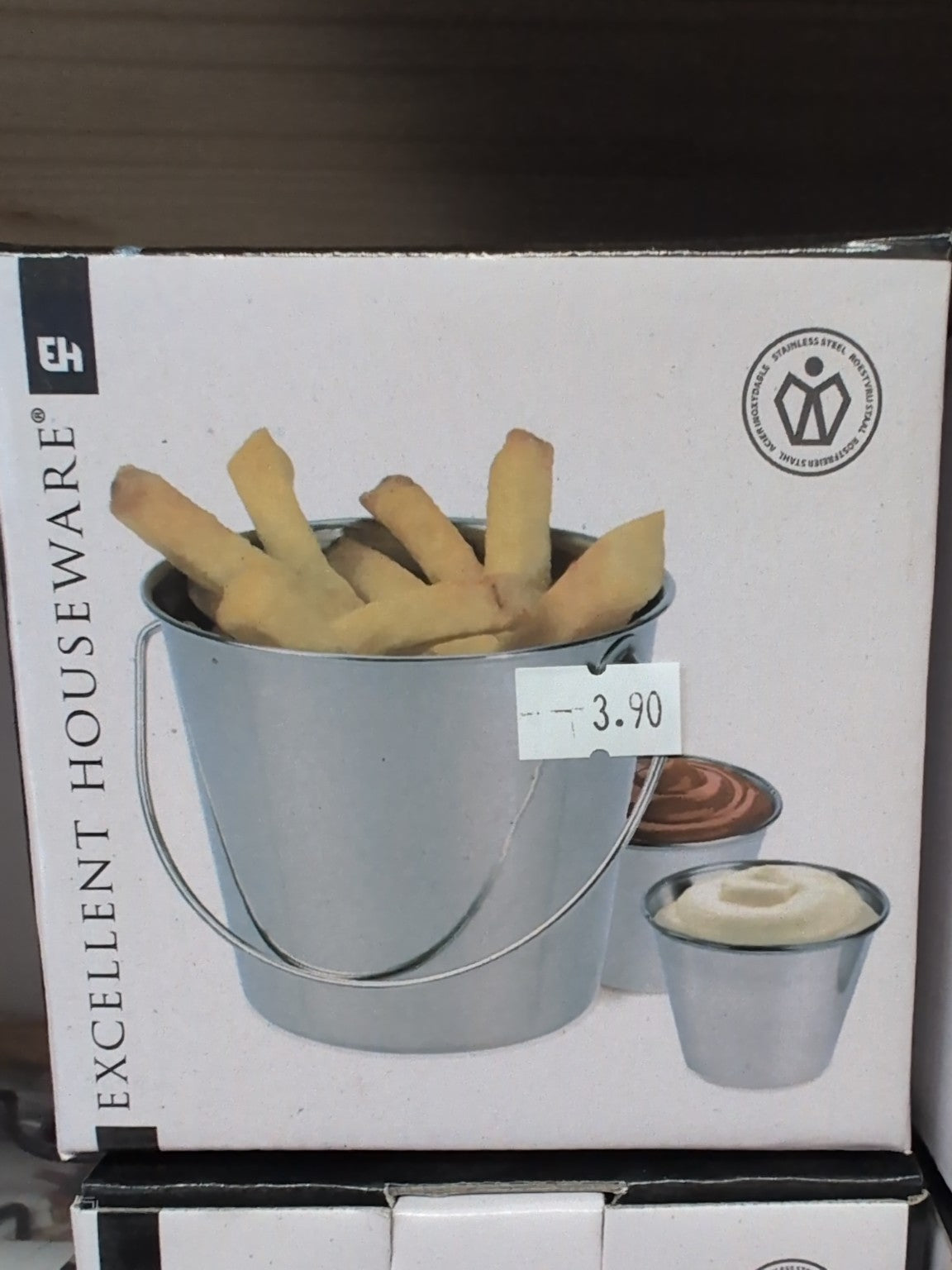 Lot de 3 seaux de présentation en acier inoxydable Excellent Houseware