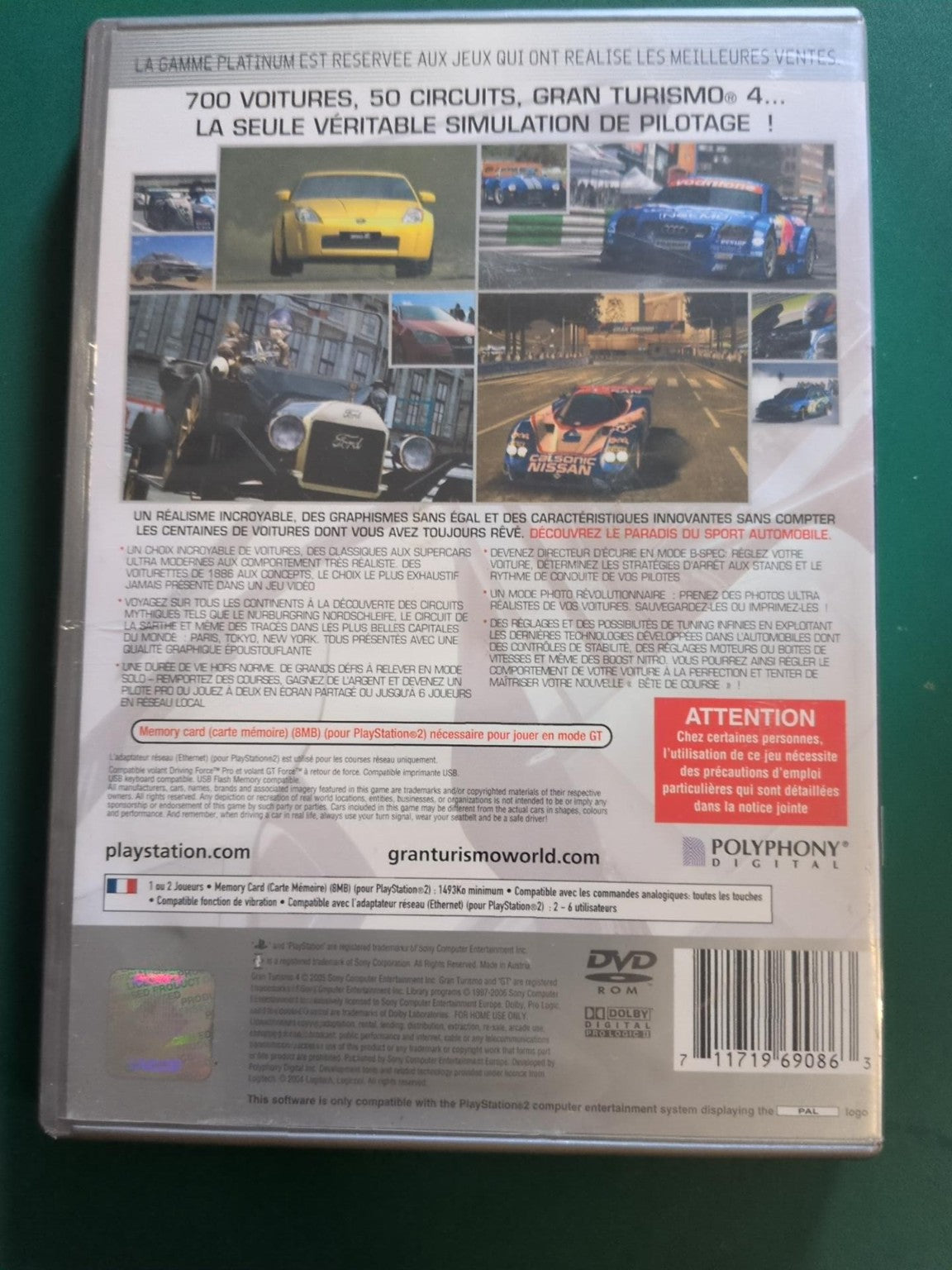 Gran Turismo 4 PS2 Platinum PAL - face arrière