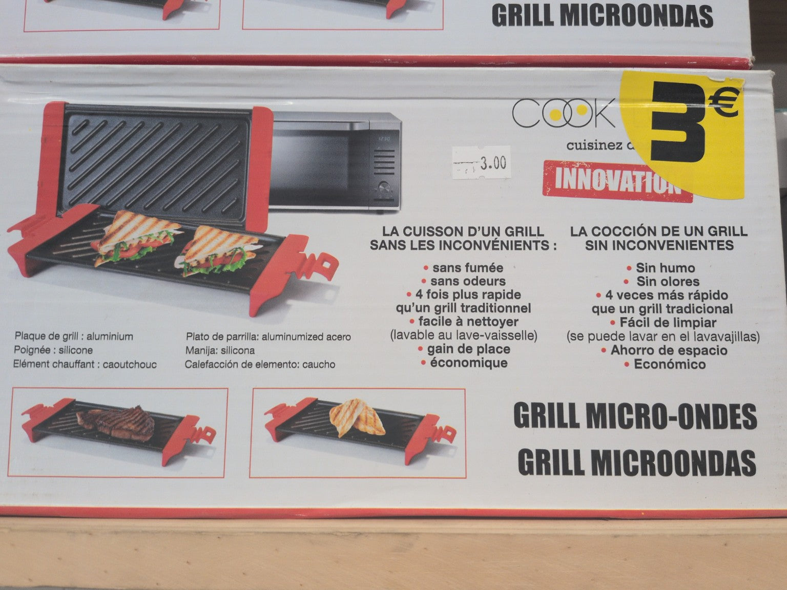 Grill micro-ondes B-Cook sans fumée pour sandwichs et grillades
