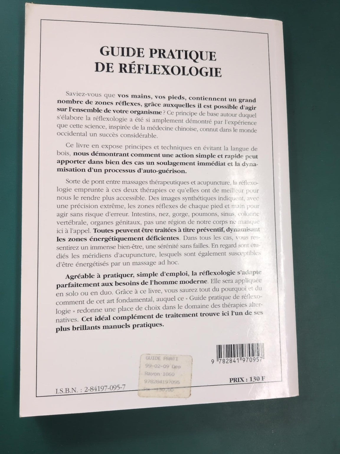 Guide pratique de Réflexologie par A. Le Plexier - quatrième de couverture