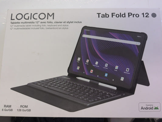 Logicom Tab Fold Pro 12 tablette 12 pouces avec folio, clavier et stylet - face avant