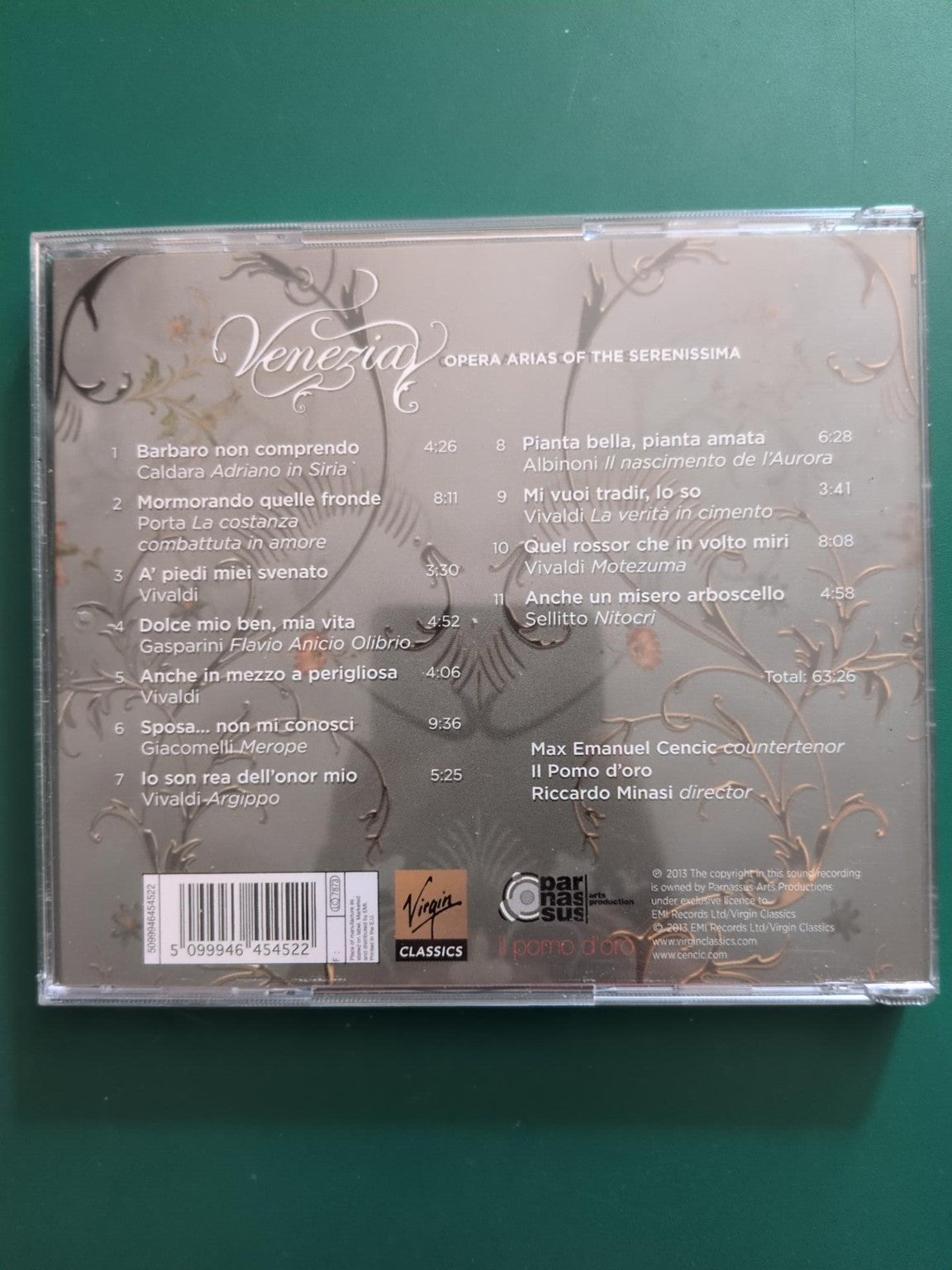 Max Emanuel Cencic – Venezia, Opera Arias of the Serenissima – CD Virgin Classics, face arrière