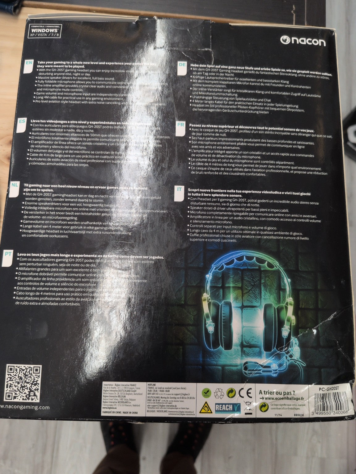 Nacon GH-20ST casque gaming stereo - dos boîte