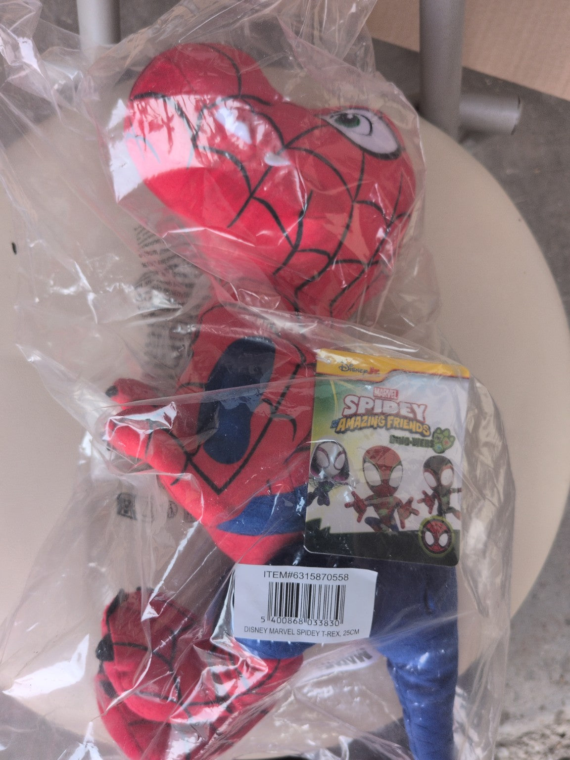 Peluche Disney Marvel Spidey T-Rex 25 cm avec étiquette