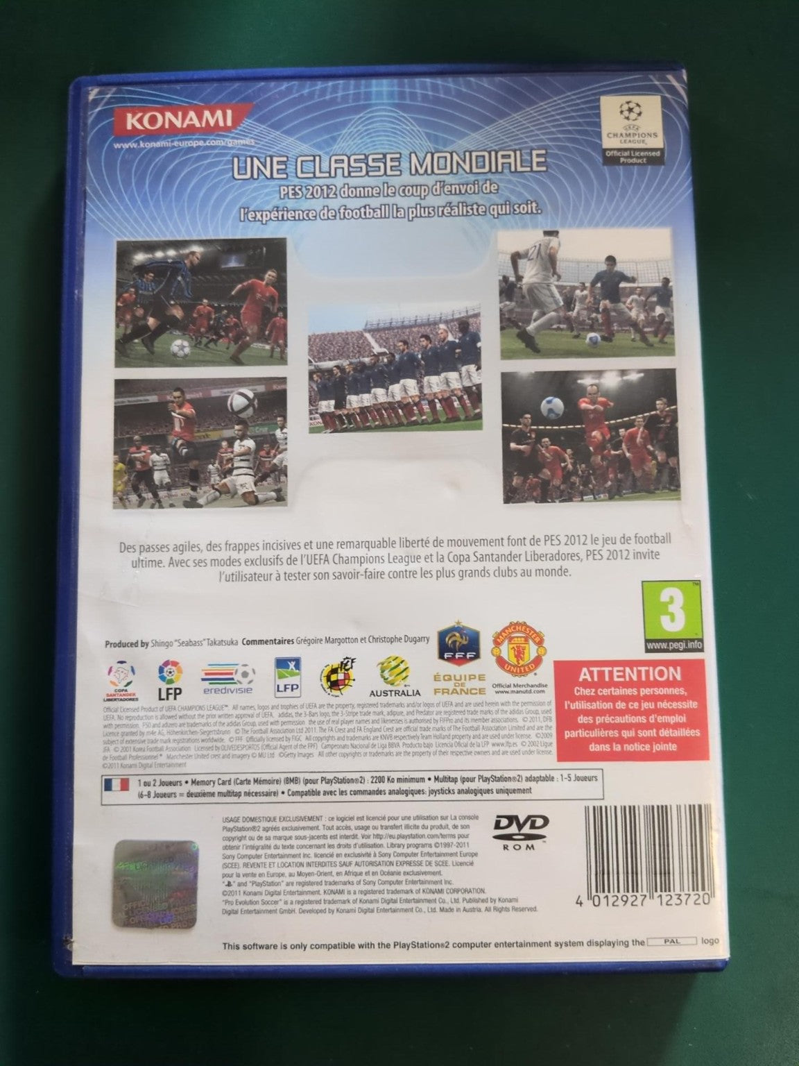 PES 2012 Pro Evolution Soccer PlayStation 2 PS2 PAL - face arrière