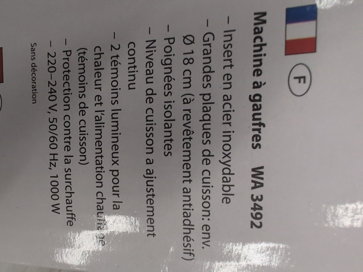 Clatronic WA 3492 gaufrier - caractéristiques