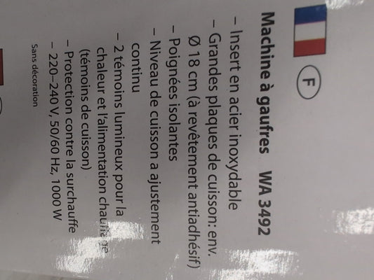 Clatronic WA 3492 gaufrier - caractéristiques