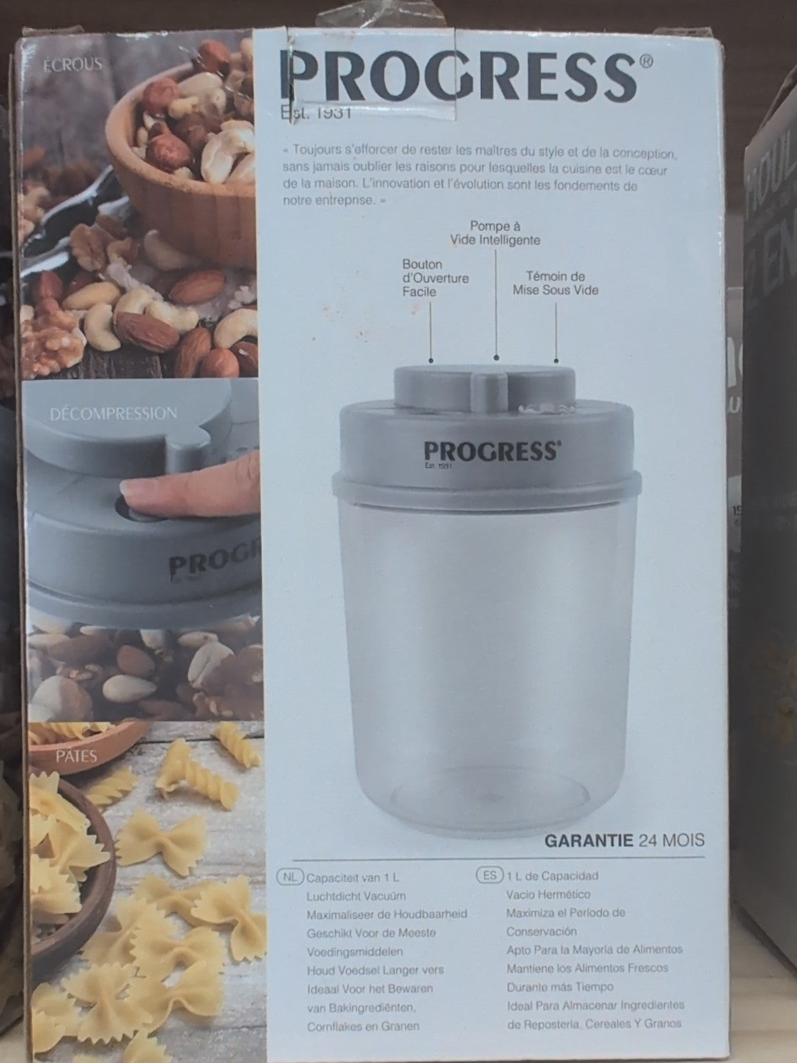 Progress boîte sous vide 1 L - dos et caractéristiques