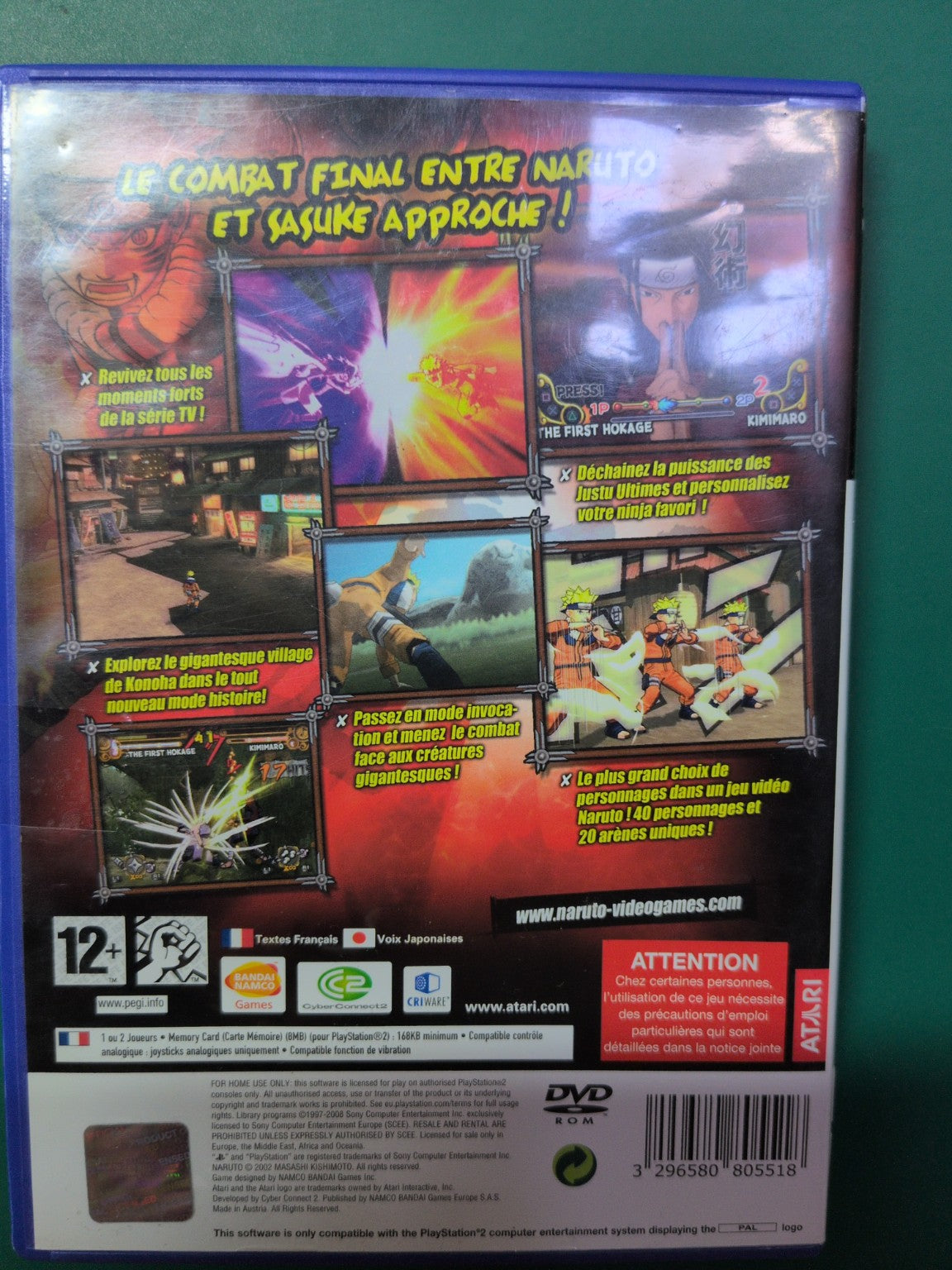 Jeu PS2 Naruto Ultimate Ninja 3 - dos boîte