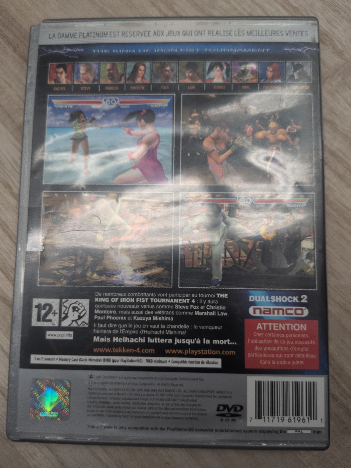 Jeu PlayStation 2 Tekken 4 Platinum - dos avec code-barres