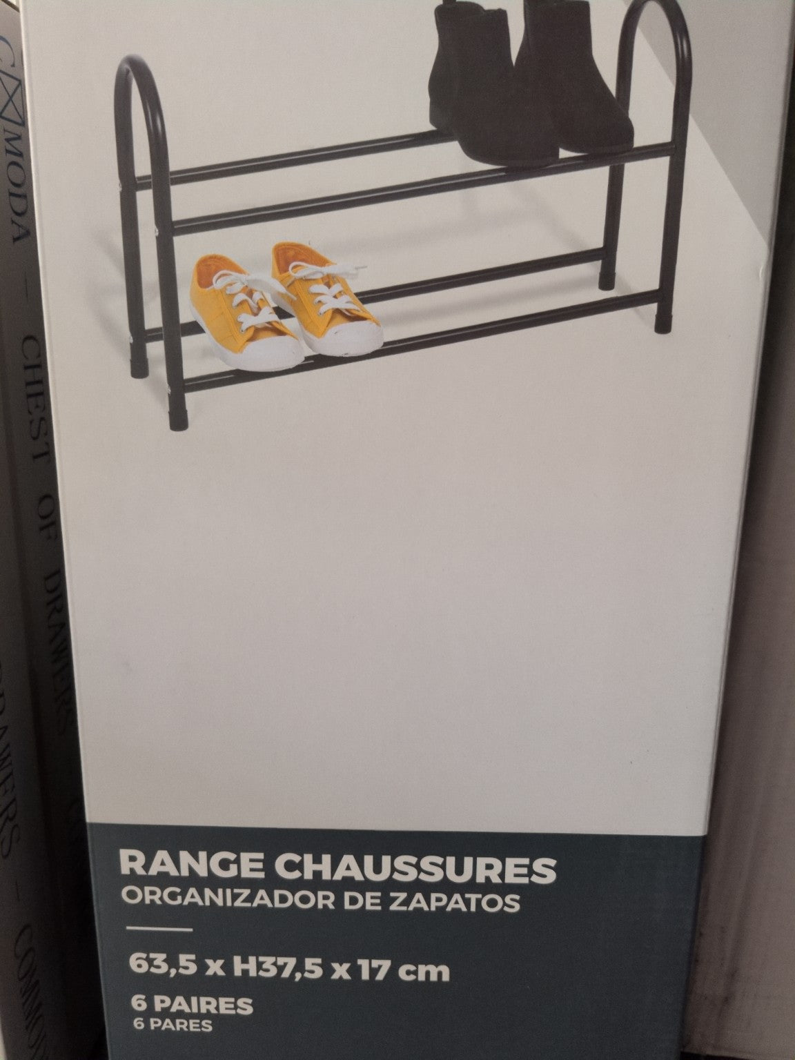 Range-chaussures 6 paires 63,5 x 37,5 x 17 cm