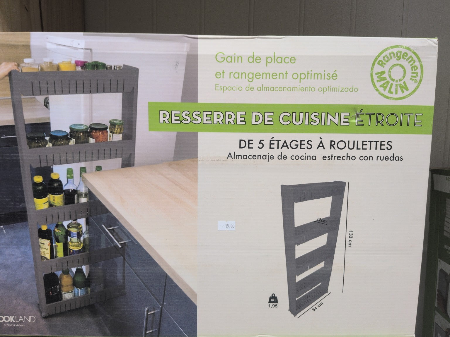 Resserre de cuisine étroite 5 étages à roulettes