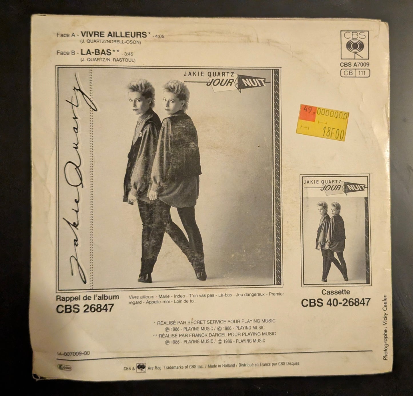 Jakie Quartz , vivre ailleurs, Vinyl 45 tours