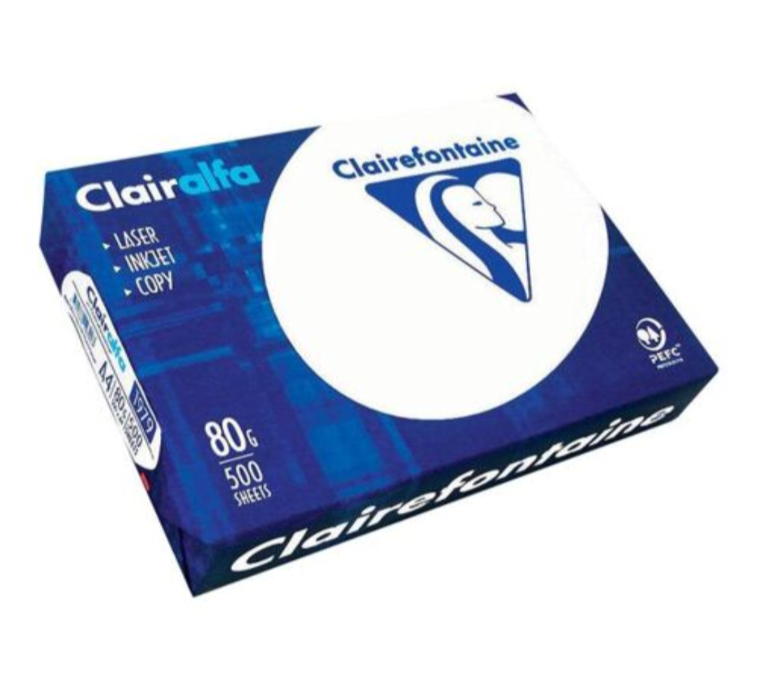 Ramette 500 feuilles Clairefontaine CLAIRALFA - ultra blanc - A4 (210 x 297 mm)-80 g/m².Papier ordinaire -3329680197907