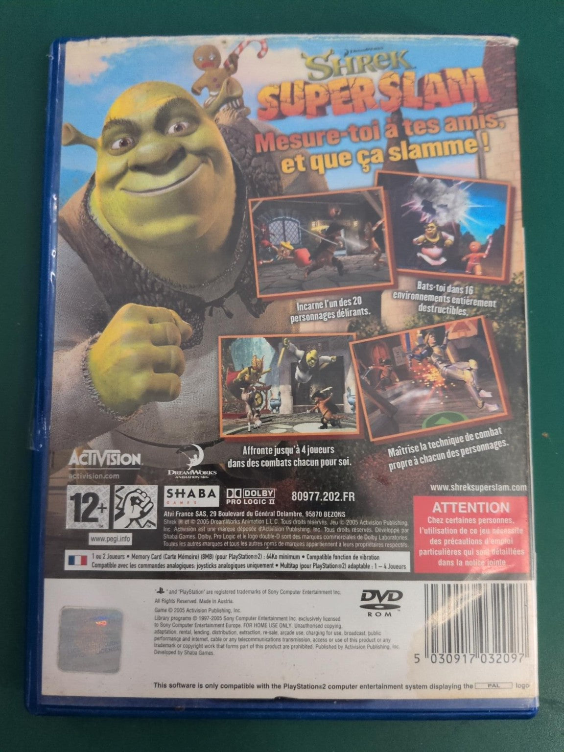 Shrek SuperSlam PS2 PAL version française - arrière
