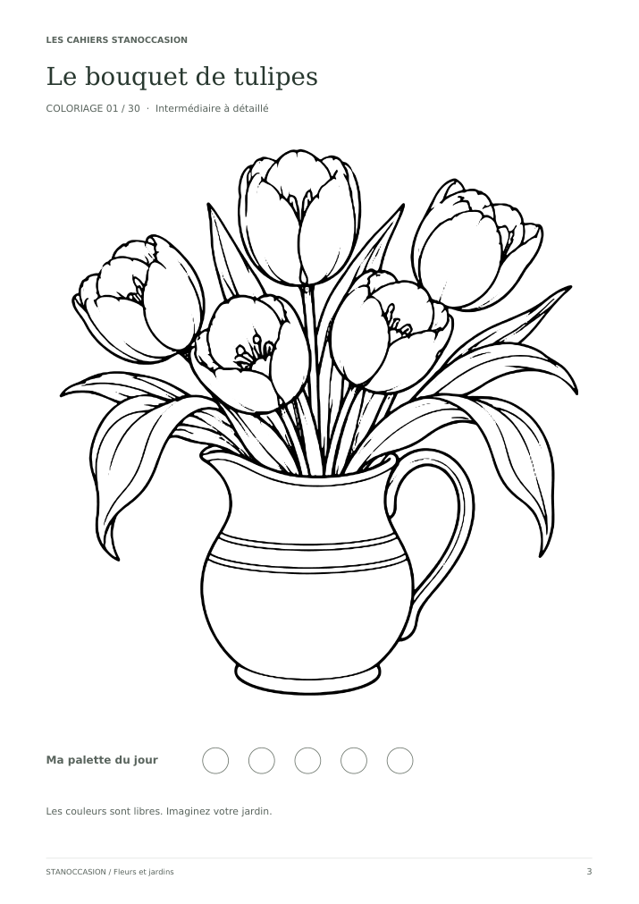 Extrait réel 1 : Coloriages fleurs et jardins adultes - 30 dessins PDF