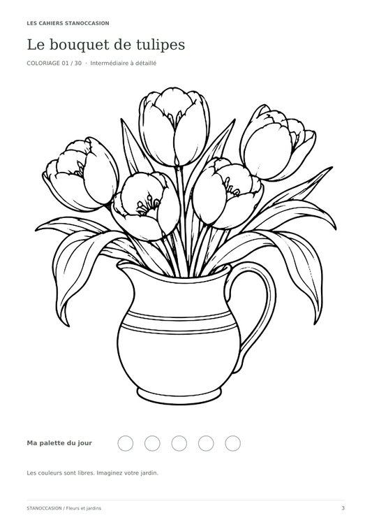 Extrait réel 1 : Coloriages fleurs et jardins adultes - 30 dessins PDF