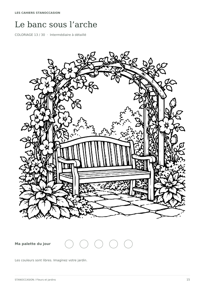 Extrait réel 2 : Coloriages fleurs et jardins adultes - 30 dessins PDF