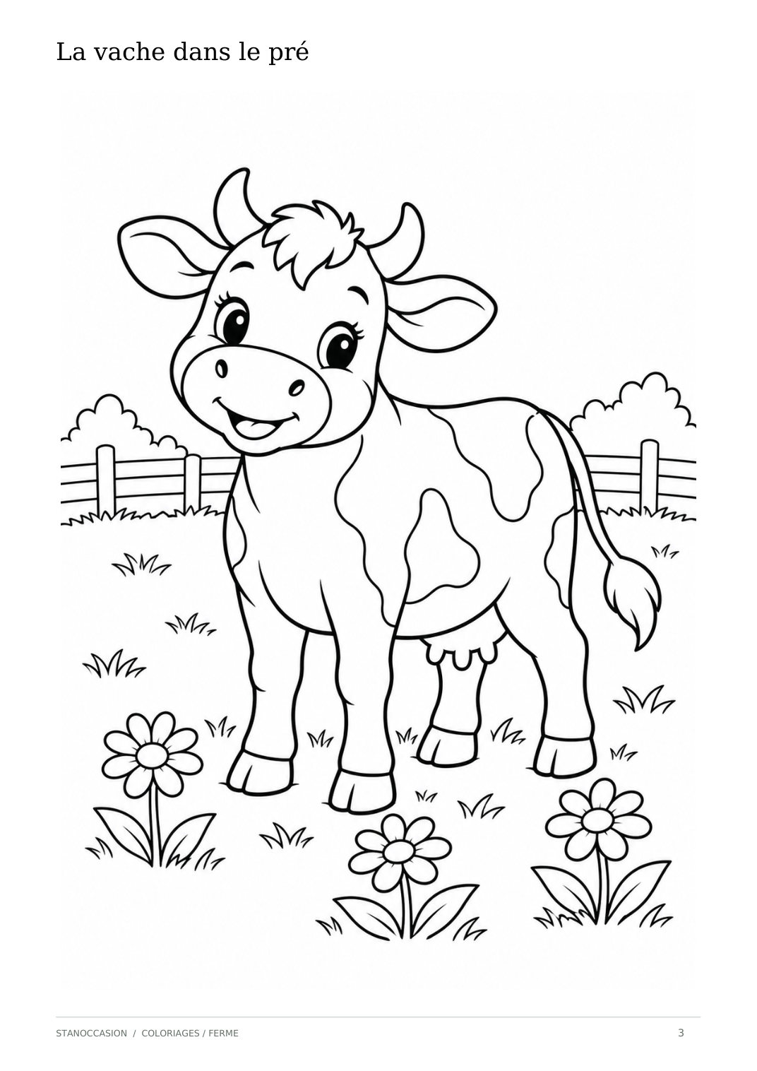 Extrait des pages intérieures : Coloriages animaux de la ferme à imprimer - 6 dessins PDF