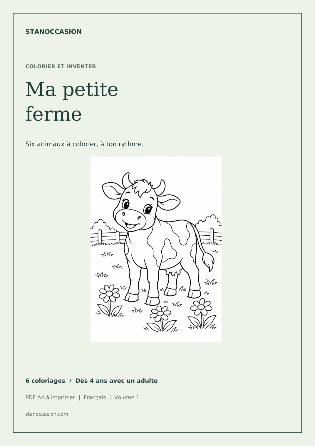 Couverture : Coloriages animaux de la ferme à imprimer - 6 dessins PDF