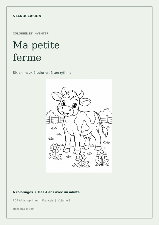 Couverture : Coloriages animaux de la ferme à imprimer - 6 dessins PDF
