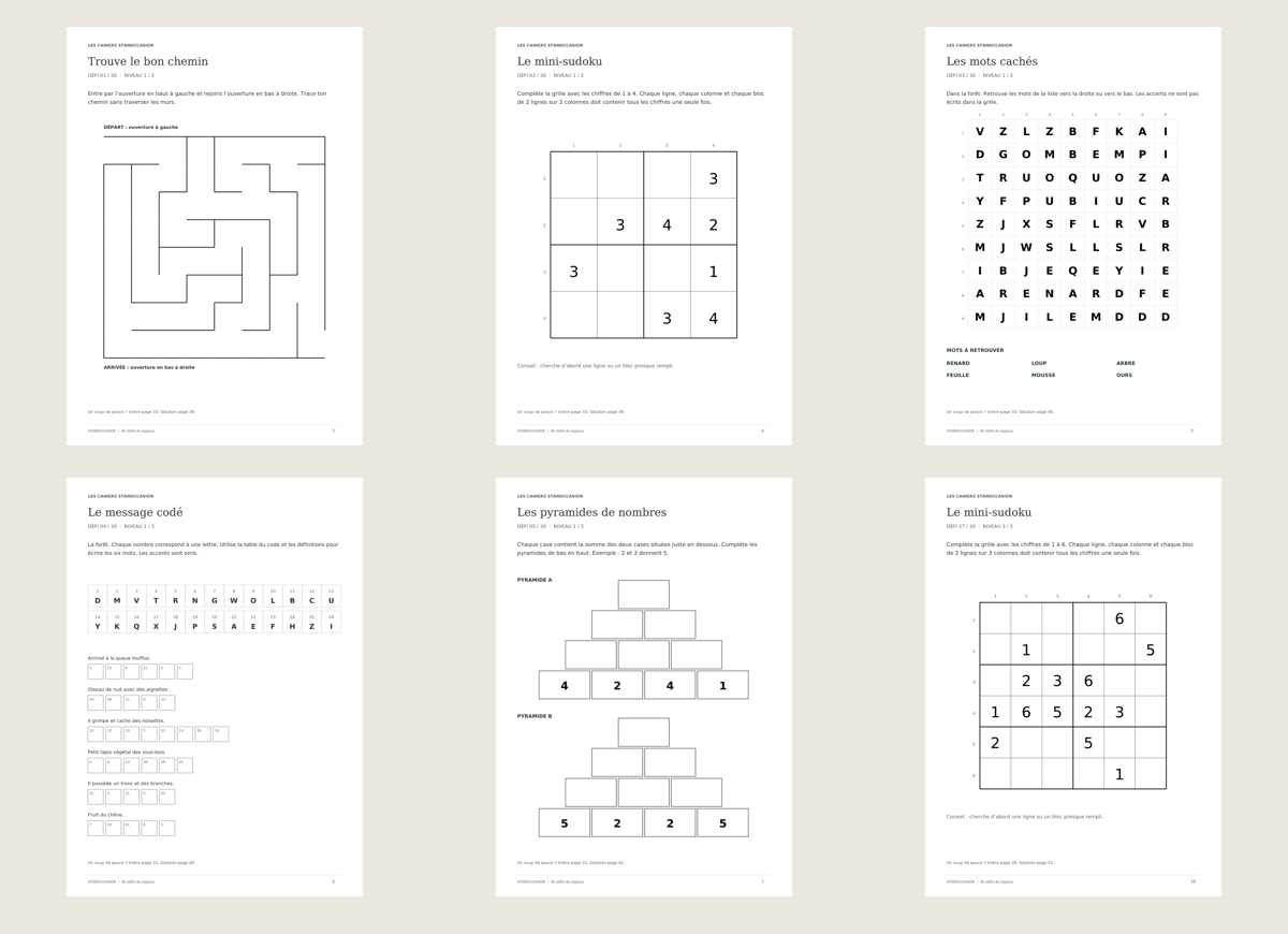 Extraits réels : Jeux de logique à imprimer - 30 défis PDF avec solutions - 8-11 ans