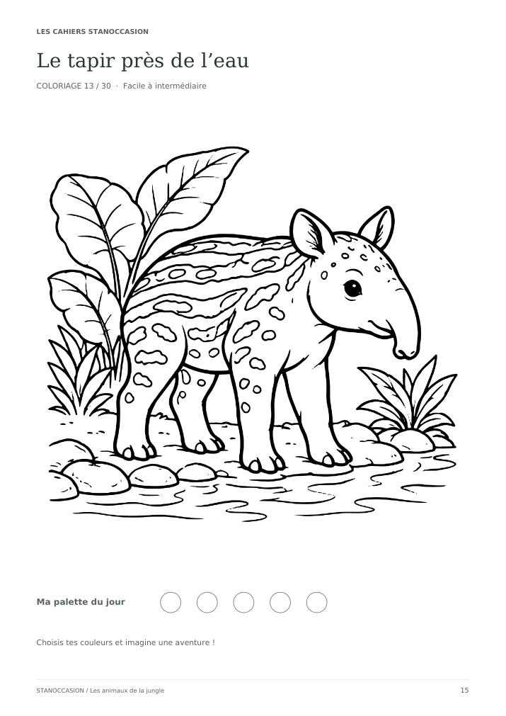 Extrait réel 2 : Coloriages animaux de la jungle - 30 dessins PDF - 6-8 ans