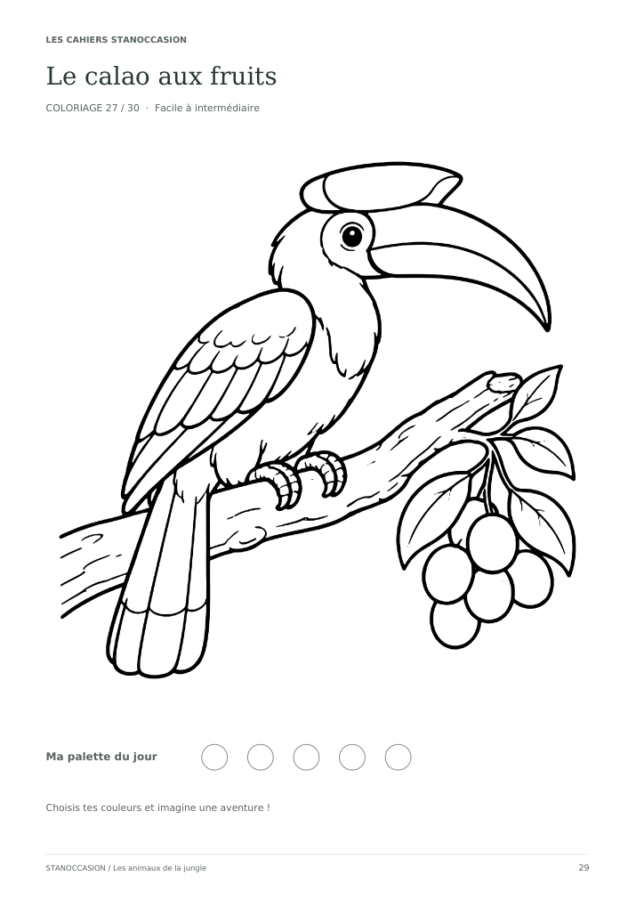 Extrait réel 3 : Coloriages animaux de la jungle - 30 dessins PDF - 6-8 ans