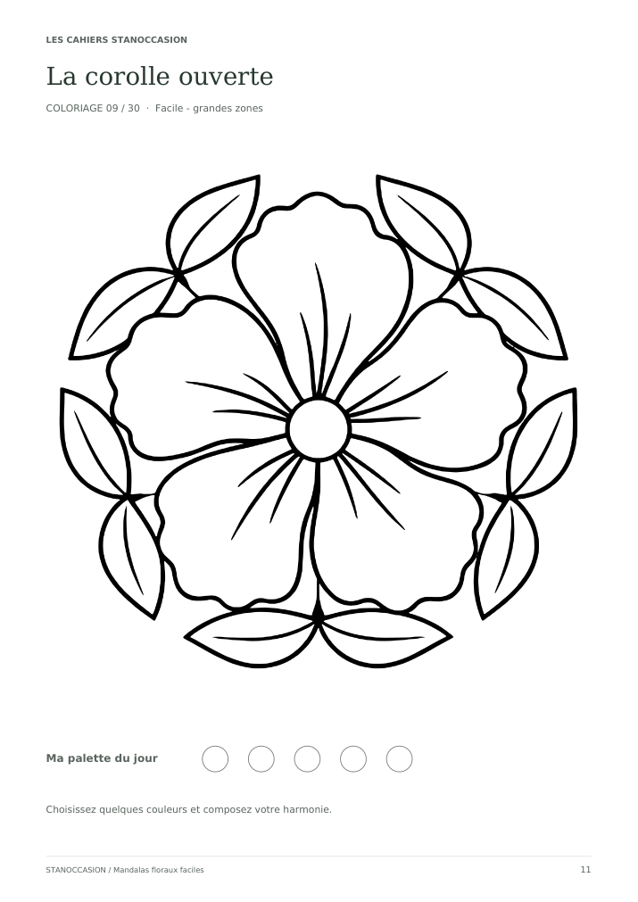Extrait réel 2 : Mandalas floraux faciles adultes - 30 coloriages PDF