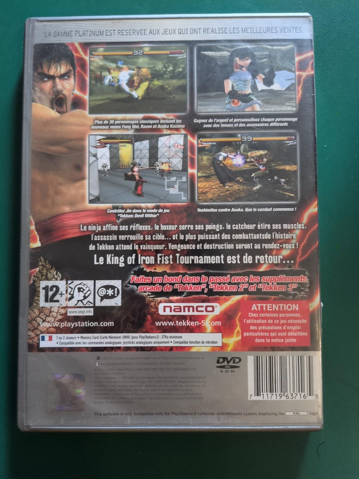 Tekken 5 Platinum PS2 PAL - face arrière