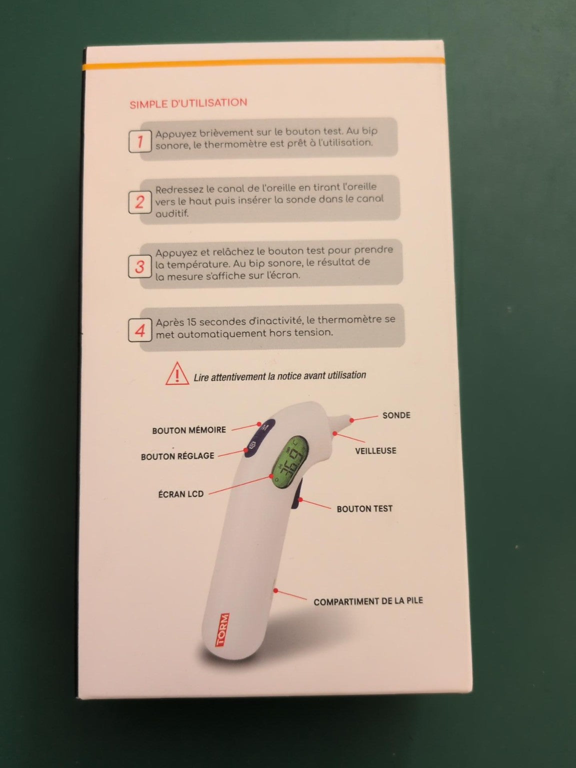 Thermomètre auriculaire TORM A03 Cooper - mode d'emploi
