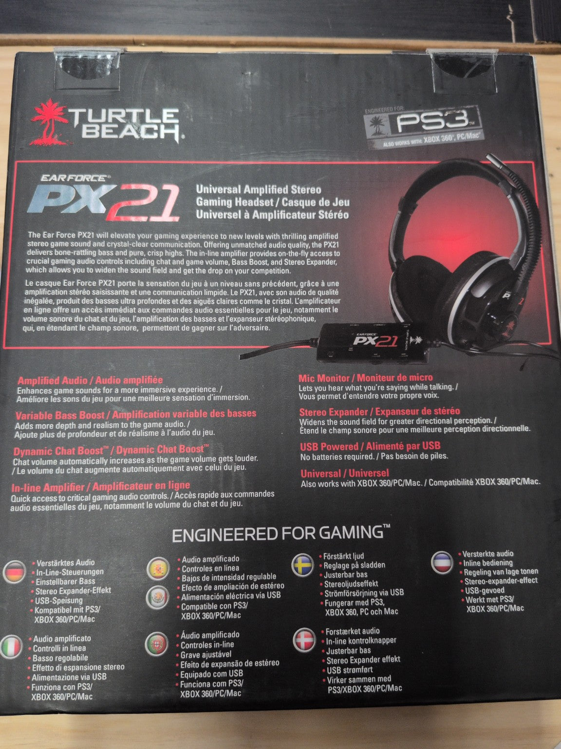 Turtle Beach Ear Force PX21 casque gaming - dos boîte