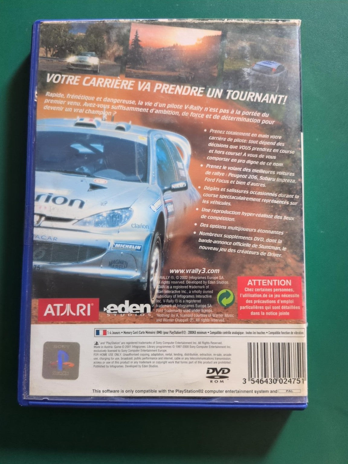V-Rally 3 PS2 PAL - face arrière