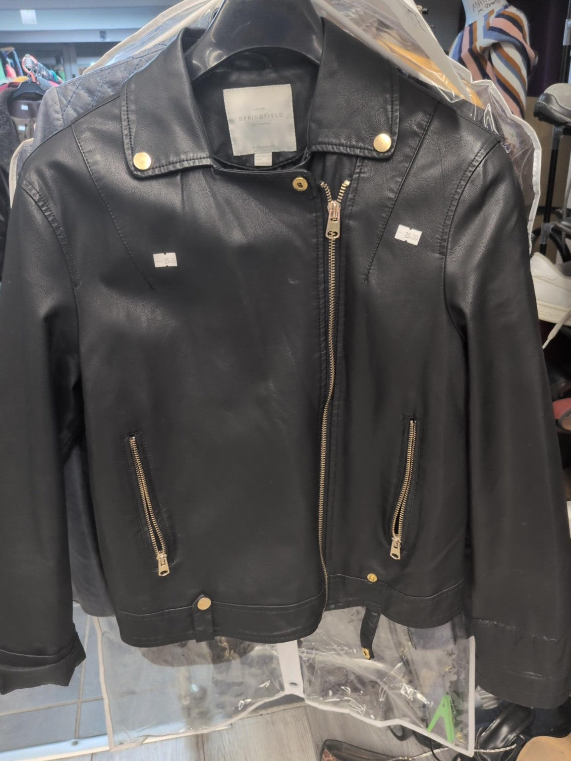 Veste femme noire Springfield style perfecto - face fermée