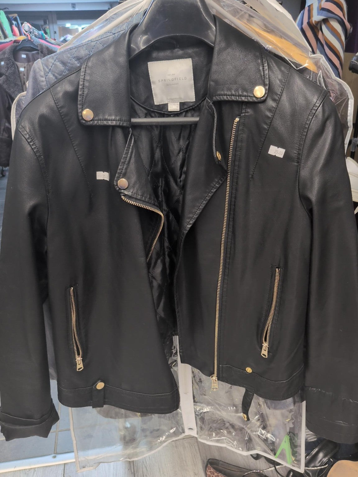 Veste femme noire Springfield style perfecto - face ouverte